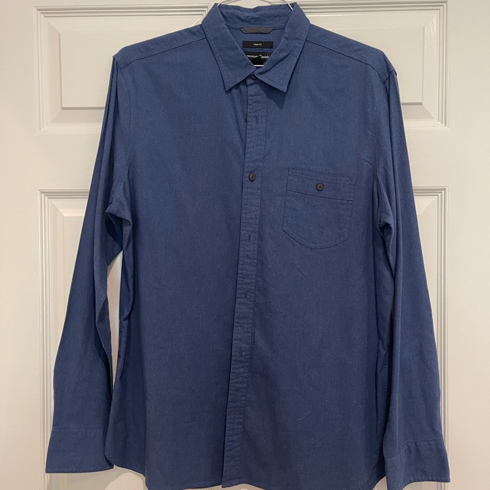 Treasure & Bond Casual Blue Button Down Shirt